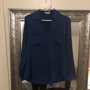 Express dark teal button down shirt